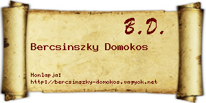 Bercsinszky Domokos névjegykártya